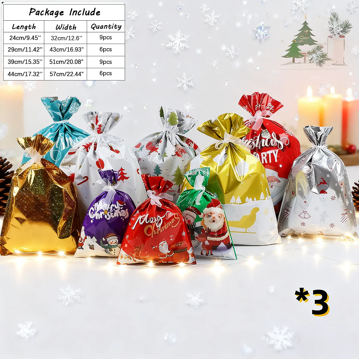 Christmas Cheer Drawstring Gift Bags - Image 9