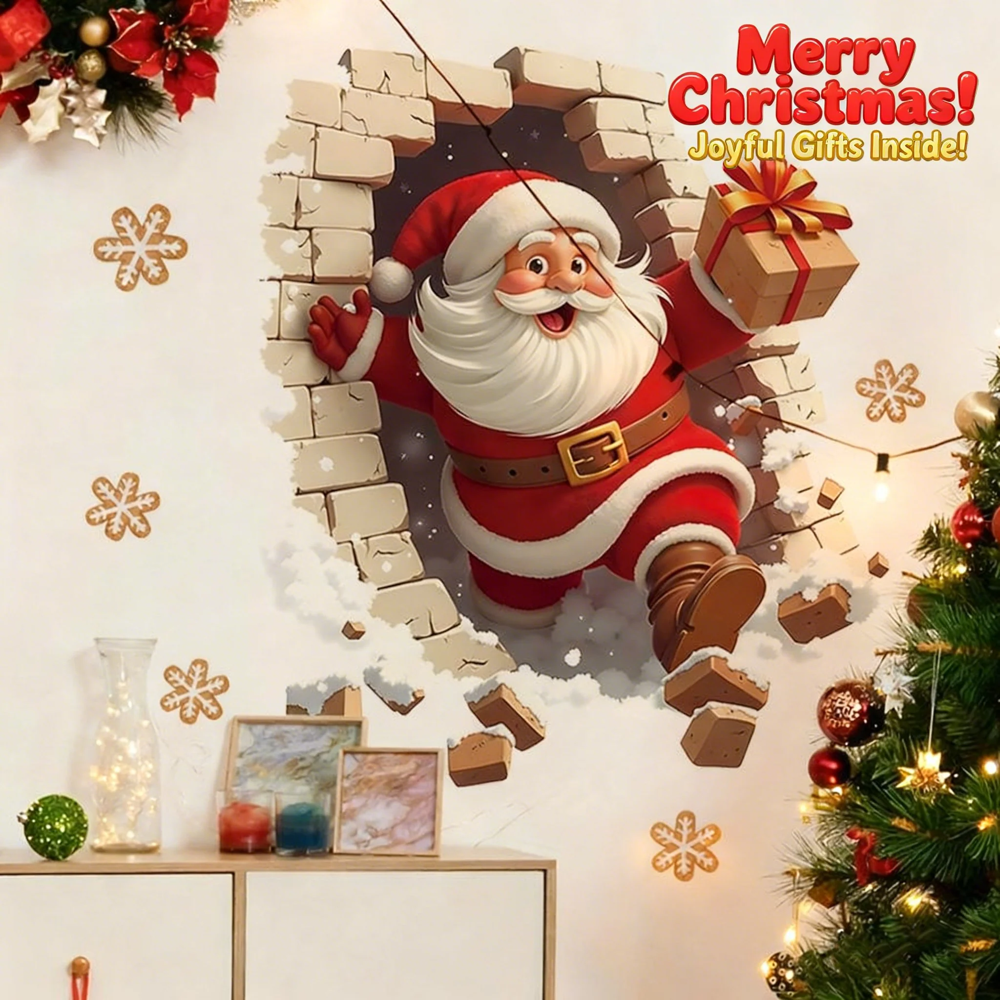🔥Buy 5 Get 5[10Pcs &💥Free Shipping]Santa Claus Breakthrough Wall Stickers🎄 - Image 11