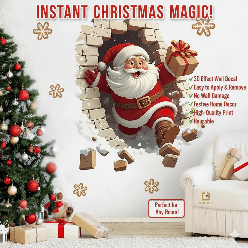 🔥Buy 5 Get 5[10Pcs &💥Free Shipping]Santa Claus Breakthrough Wall Stickers🎄 - Image 2