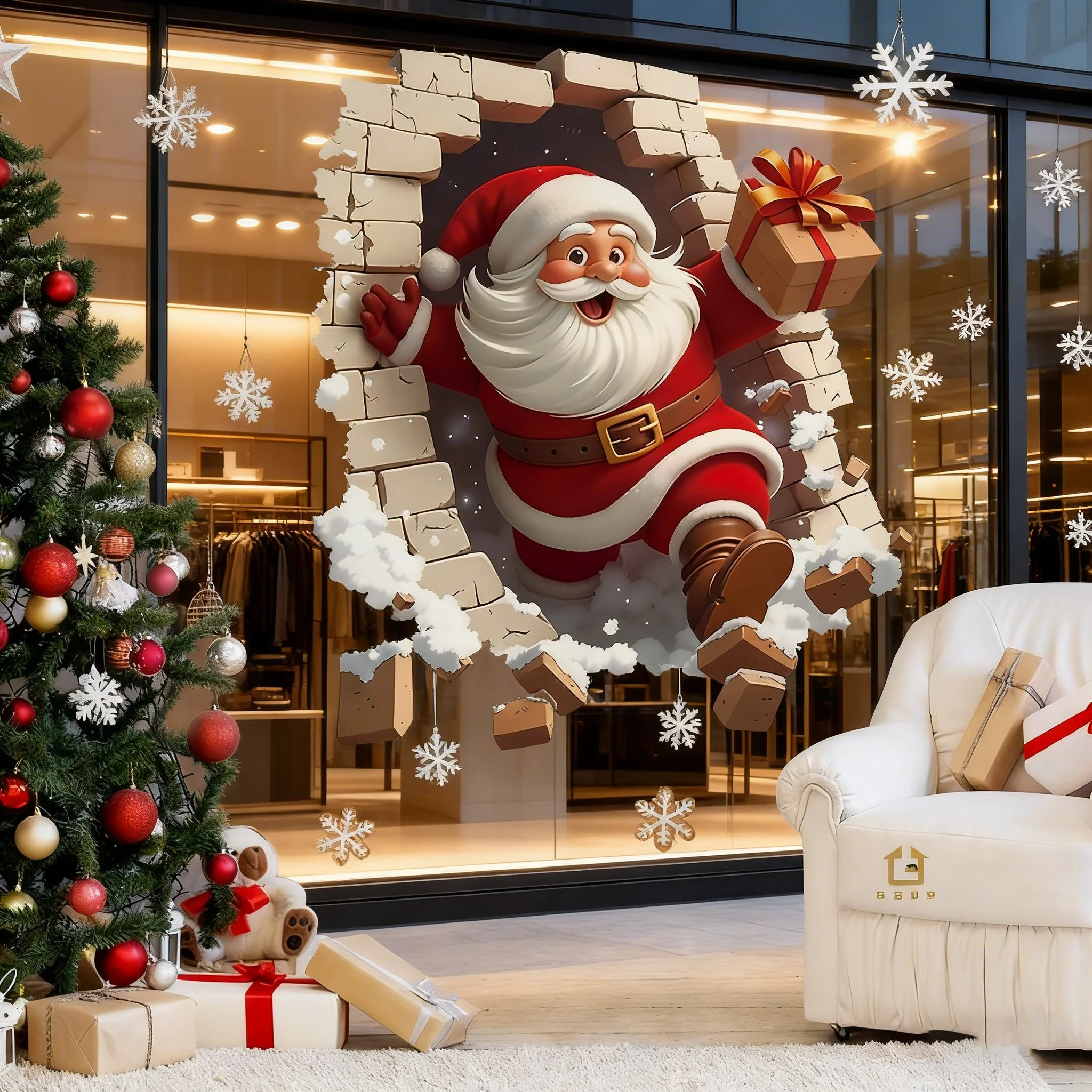 🔥Buy 5 Get 5[10Pcs &💥Free Shipping]Santa Claus Breakthrough Wall Stickers🎄 - Image 6