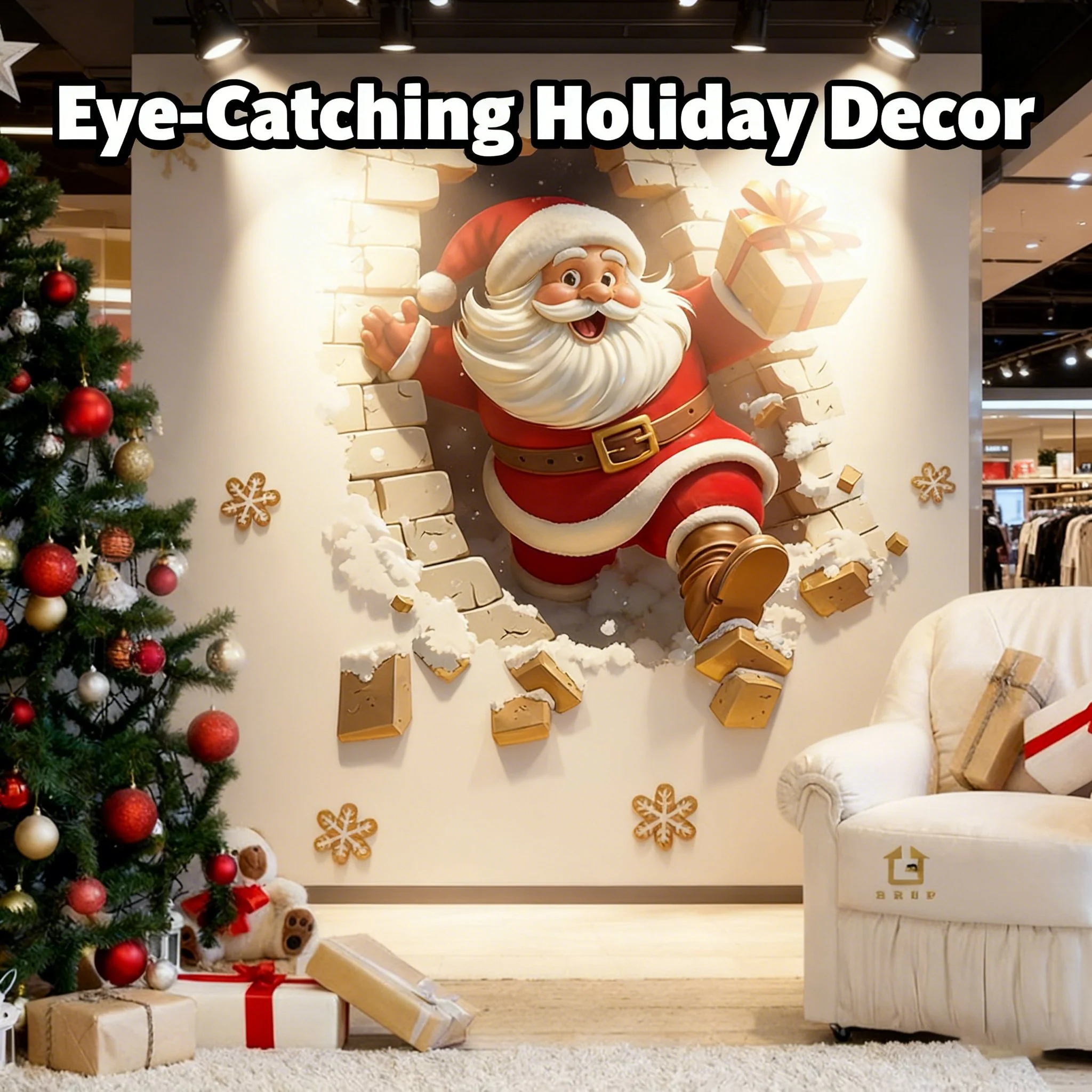 🔥Buy 5 Get 5[10Pcs &💥Free Shipping]Santa Claus Breakthrough Wall Stickers🎄 - Image 7