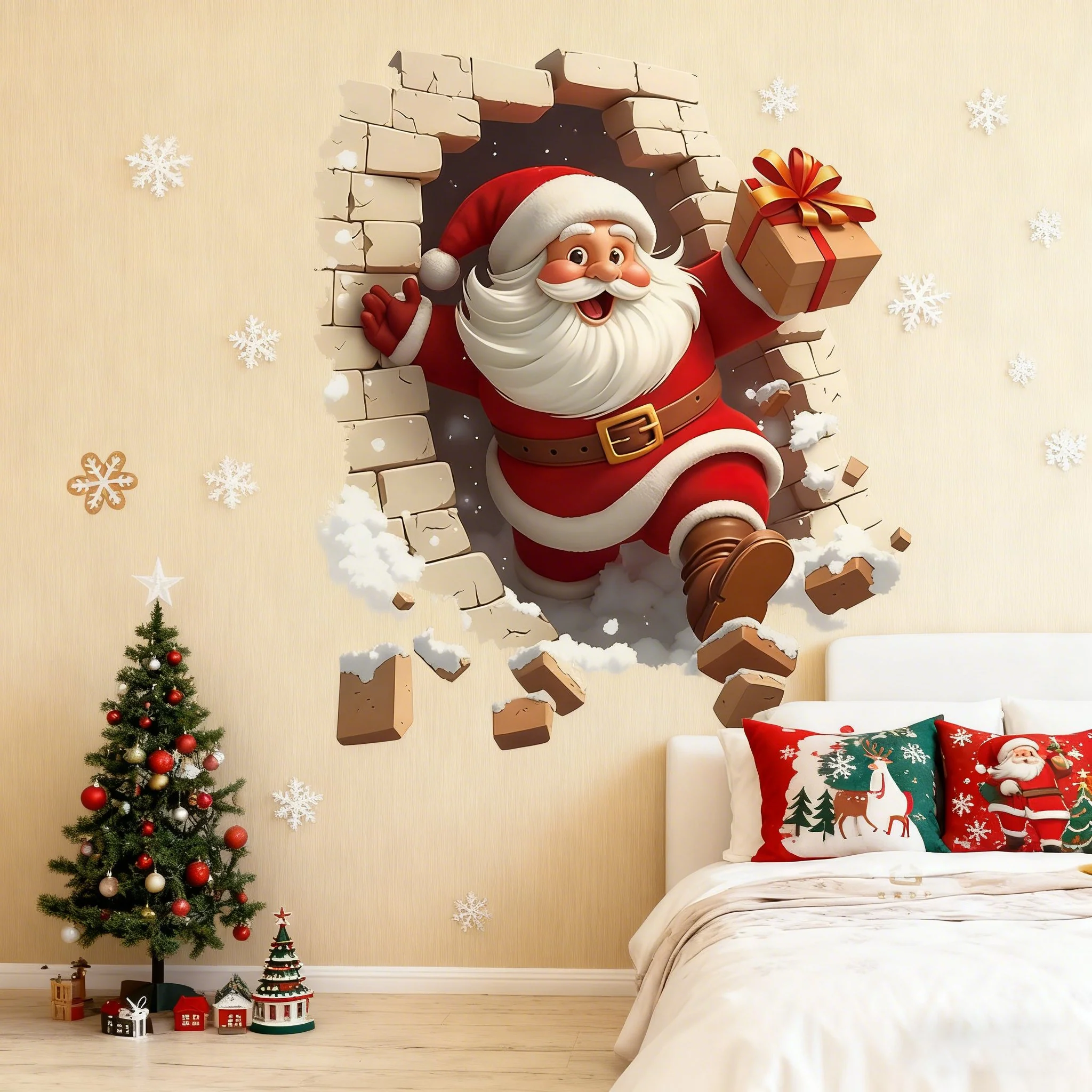 🔥Buy 5 Get 5[10Pcs &💥Free Shipping]Santa Claus Breakthrough Wall Stickers🎄 - Image 9