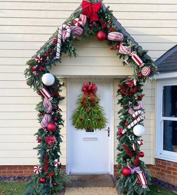 Handmade Christmas Tree Wreath for Front Door - Image 2