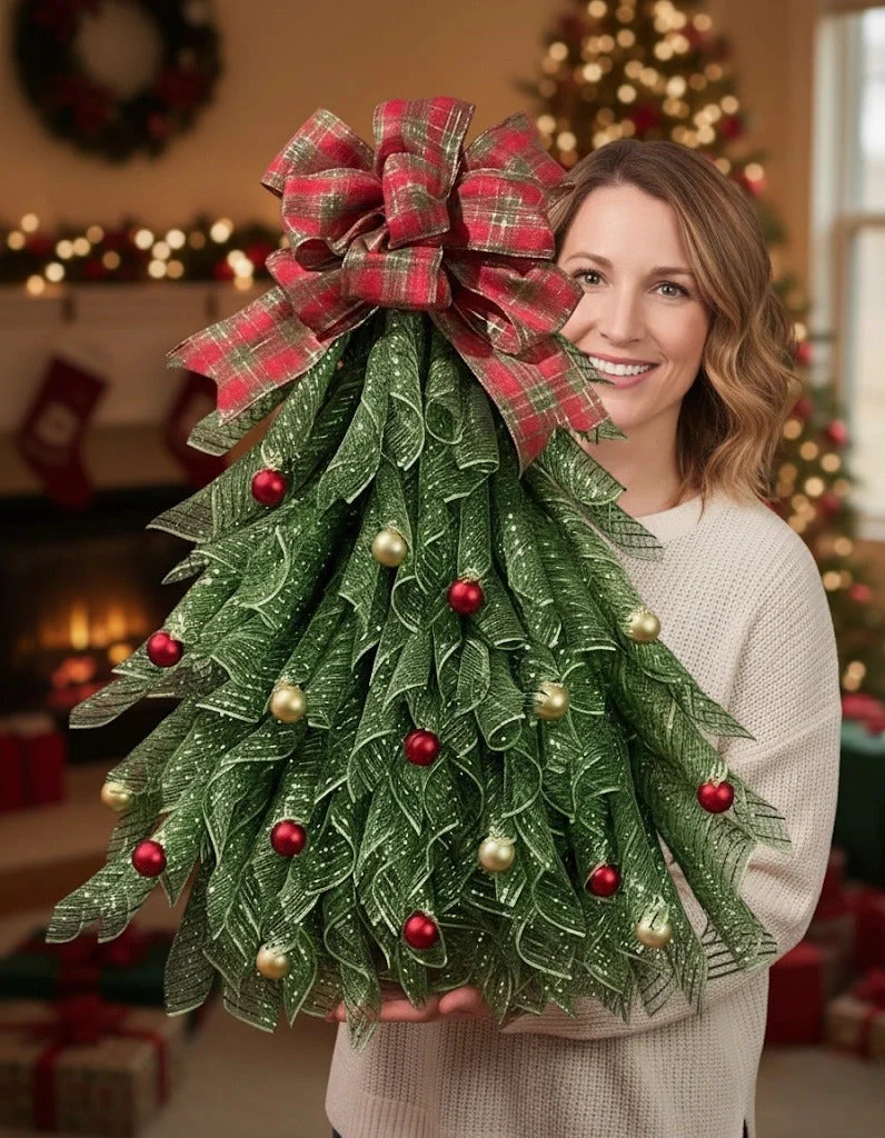 Handmade Christmas Tree Wreath for Front Door - Image 6