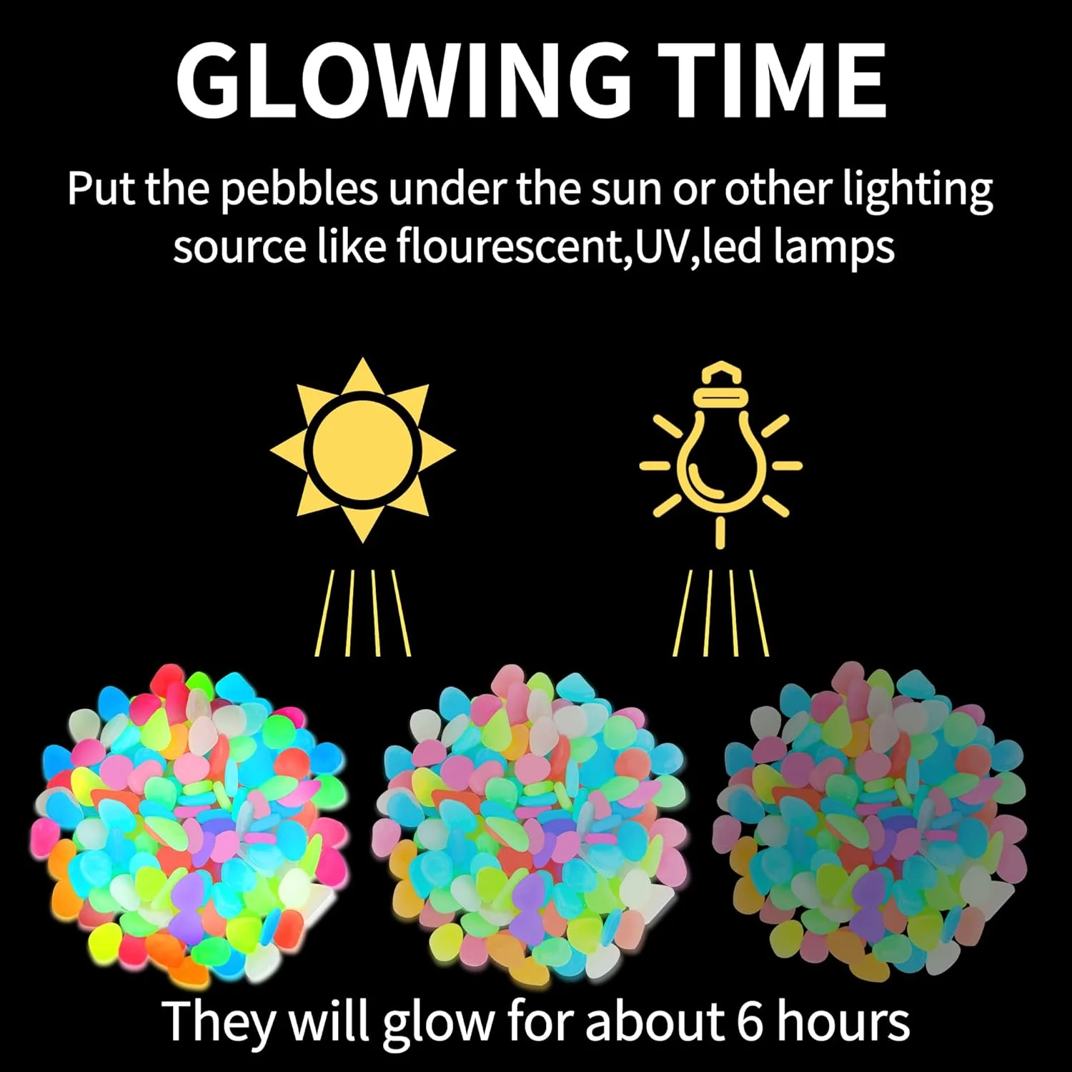 Colorful Glow-in-the-Dark Garden Stones - Image 3