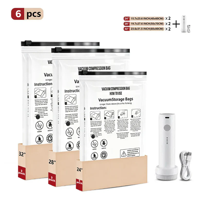 Cordless Travel Vacuum Storage Compression Bag Set - Image 10