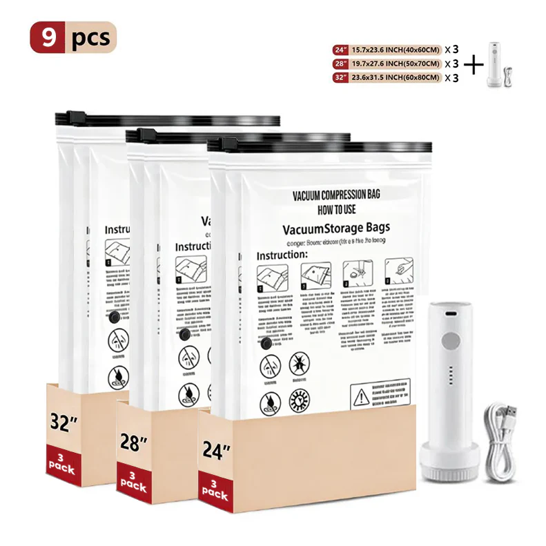 Cordless Travel Vacuum Storage Compression Bag Set - Image 9