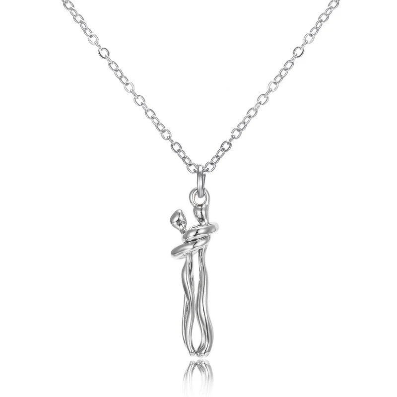 Sweet Embrace Pendant, Adjustable Silver Chain - Image 4