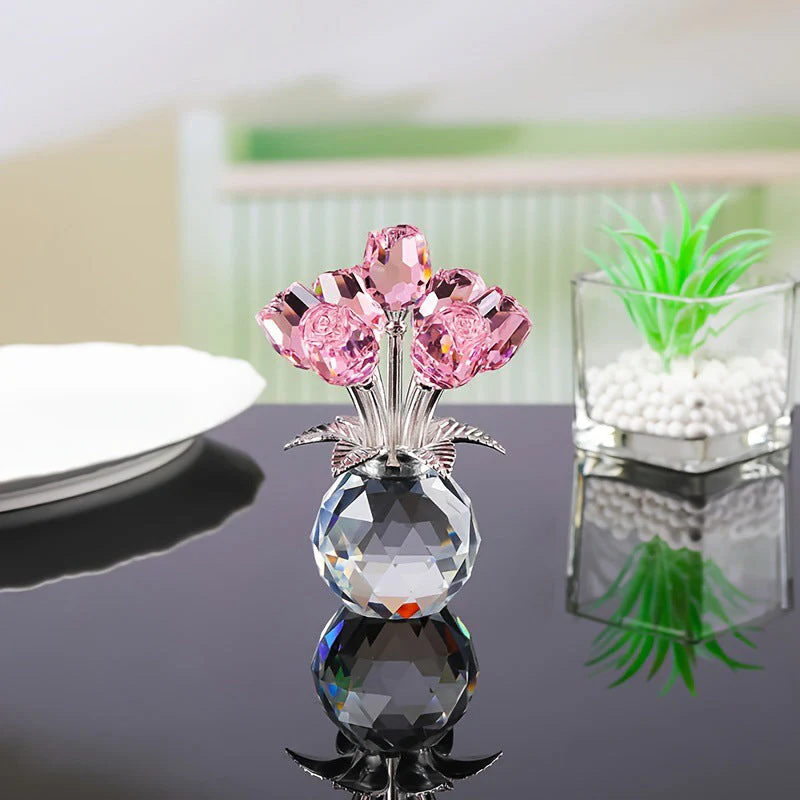 Everlasting Crystal Rose Flower Figurine in Vase - Image 10