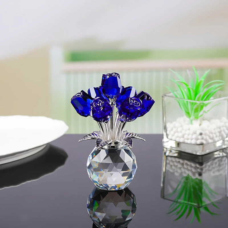 Everlasting Crystal Rose Flower Figurine in Vase - Image 12