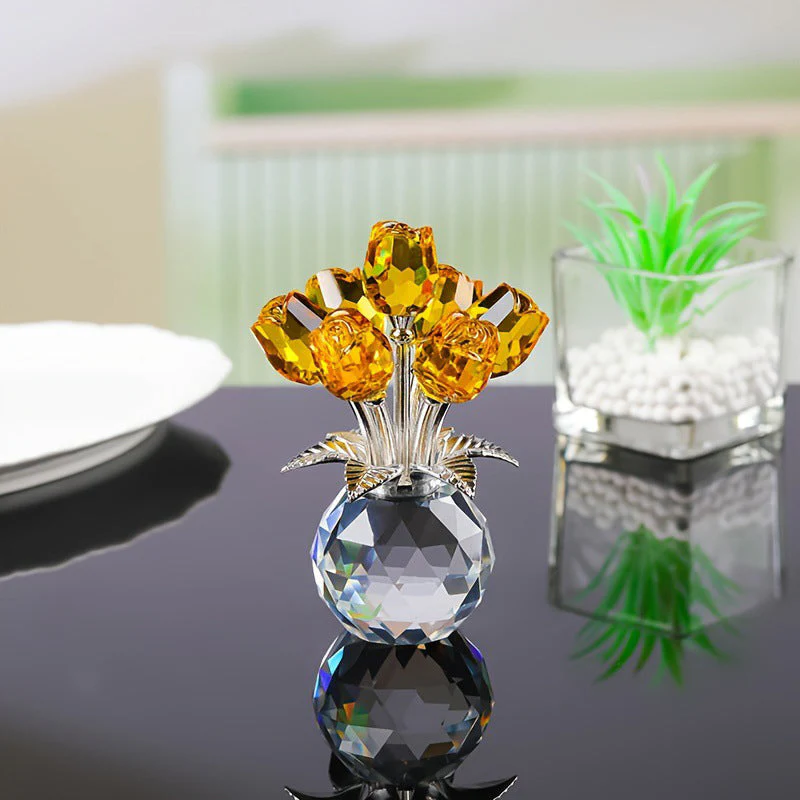 Everlasting Crystal Rose Flower Figurine in Vase - Image 13