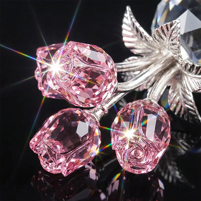 Everlasting Crystal Rose Flower Figurine in Vase - Image 3
