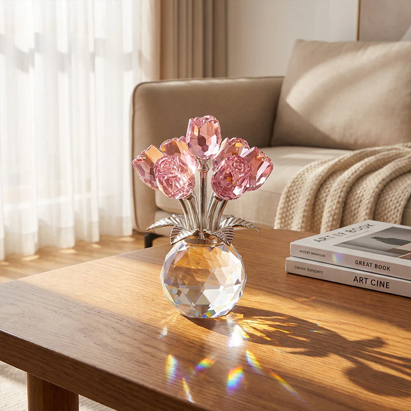 Everlasting Crystal Rose Flower Figurine in Vase - Image 5