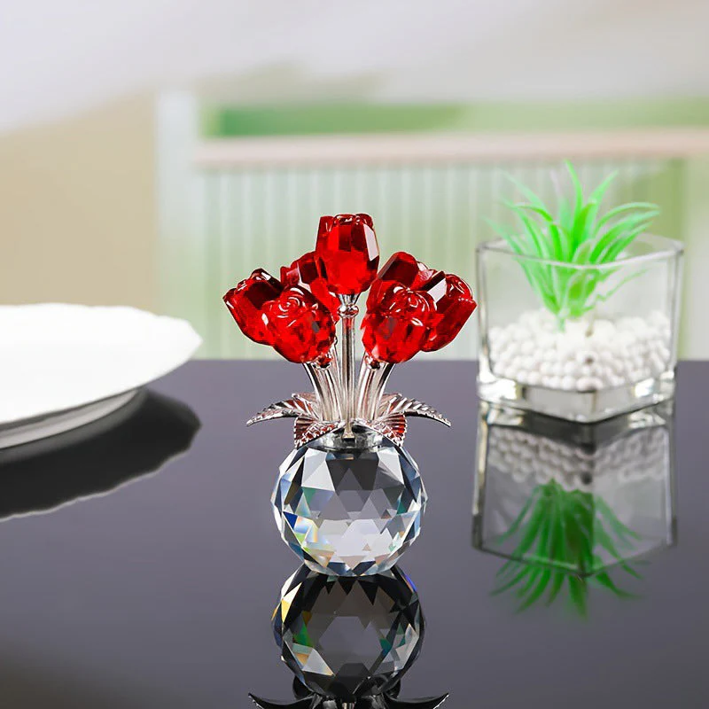 Everlasting Crystal Rose Flower Figurine in Vase - Image 8