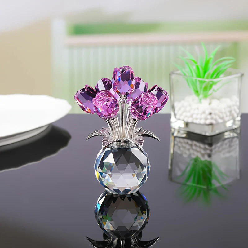 Everlasting Crystal Rose Flower Figurine in Vase - Image 9