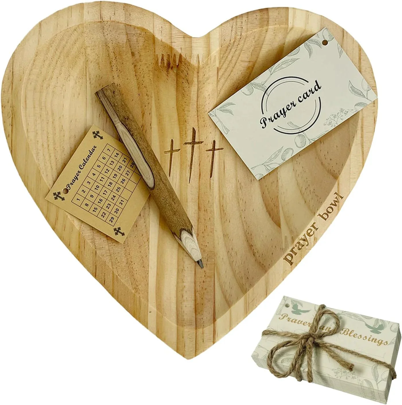 ✝️Handcrafted Wooden Heart Prayer Bowl Set - Image 2