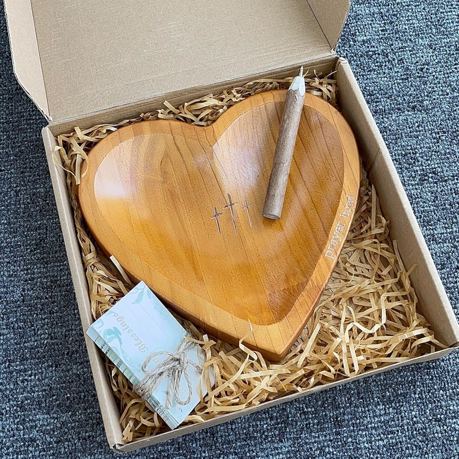 ✝️Handcrafted Wooden Heart Prayer Bowl Set - Image 5