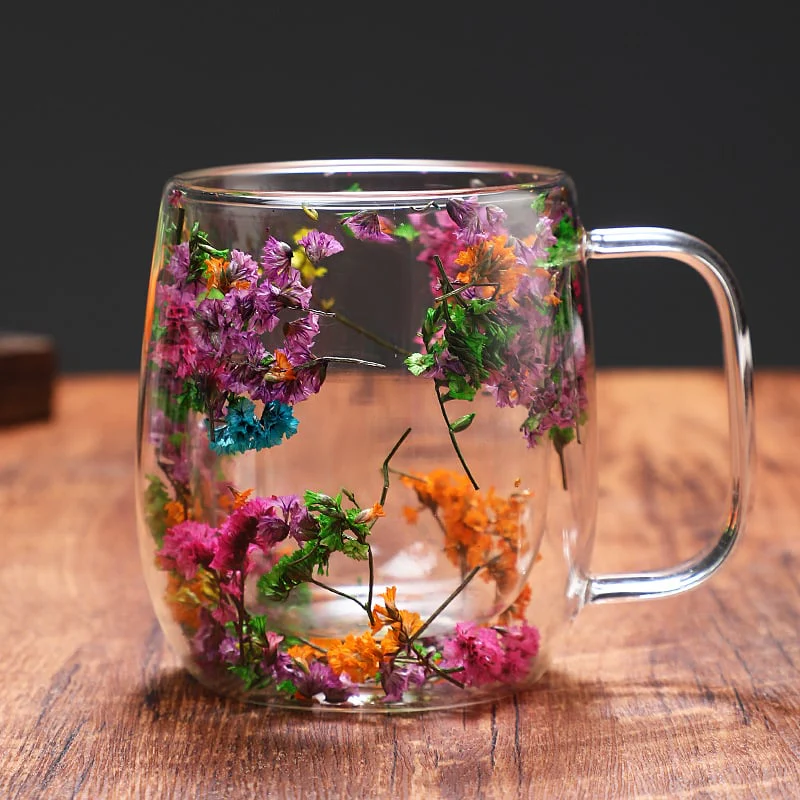 🎄🌸Transparent Double Glass Flower Tea Cup 350 ml - Image 11