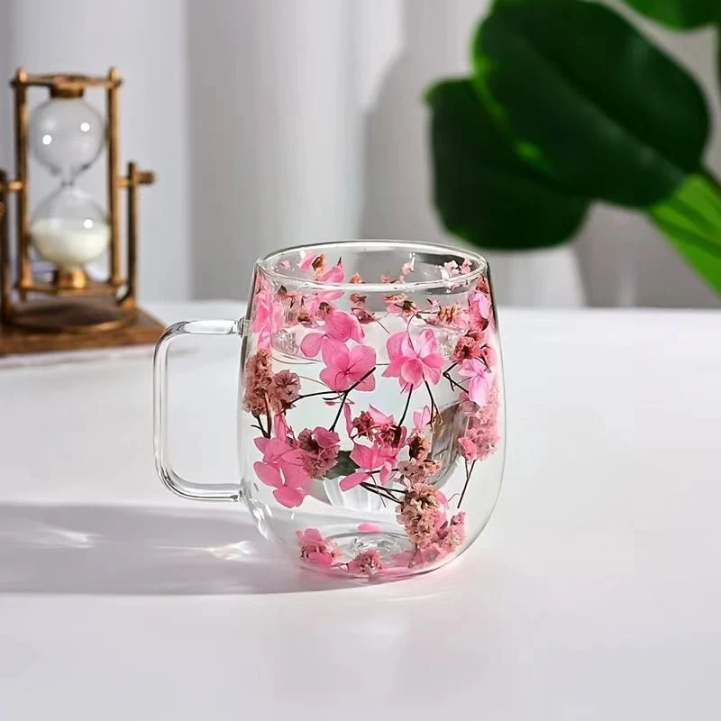 🎄🌸Transparent Double Glass Flower Tea Cup 350 ml - Image 13