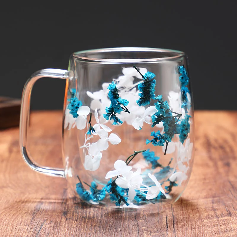 🎄🌸Transparent Double Glass Flower Tea Cup 350 ml - Image 15