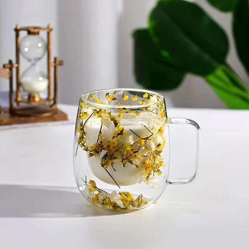 🎄🌸Transparent Double Glass Flower Tea Cup 350 ml - Image 17
