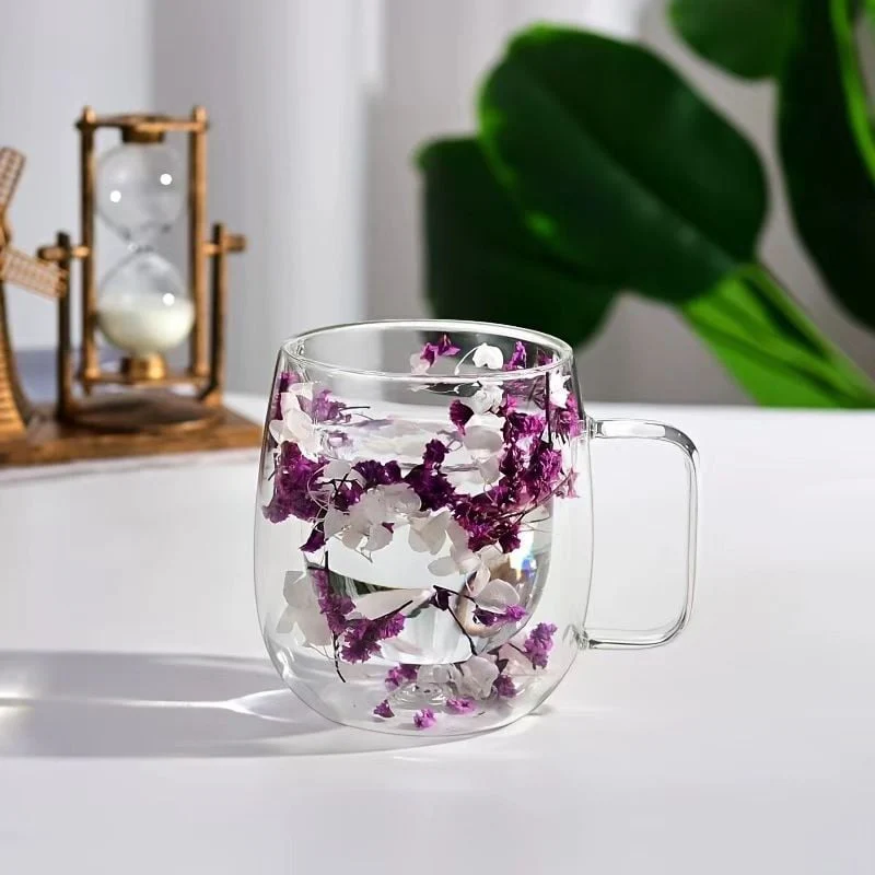 🎄🌸Transparent Double Glass Flower Tea Cup 350 ml - Image 18