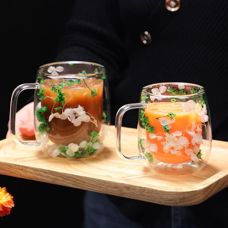 🎄🌸Transparent Double Glass Flower Tea Cup 350 ml - Image 2