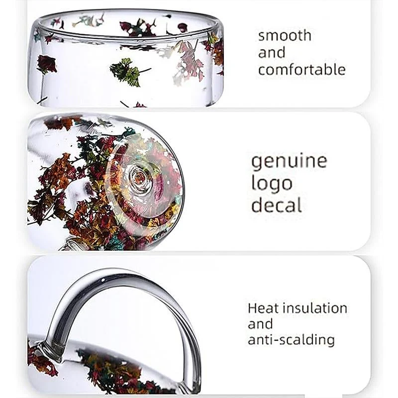 🎄🌸Transparent Double Glass Flower Tea Cup 350 ml - Image 4