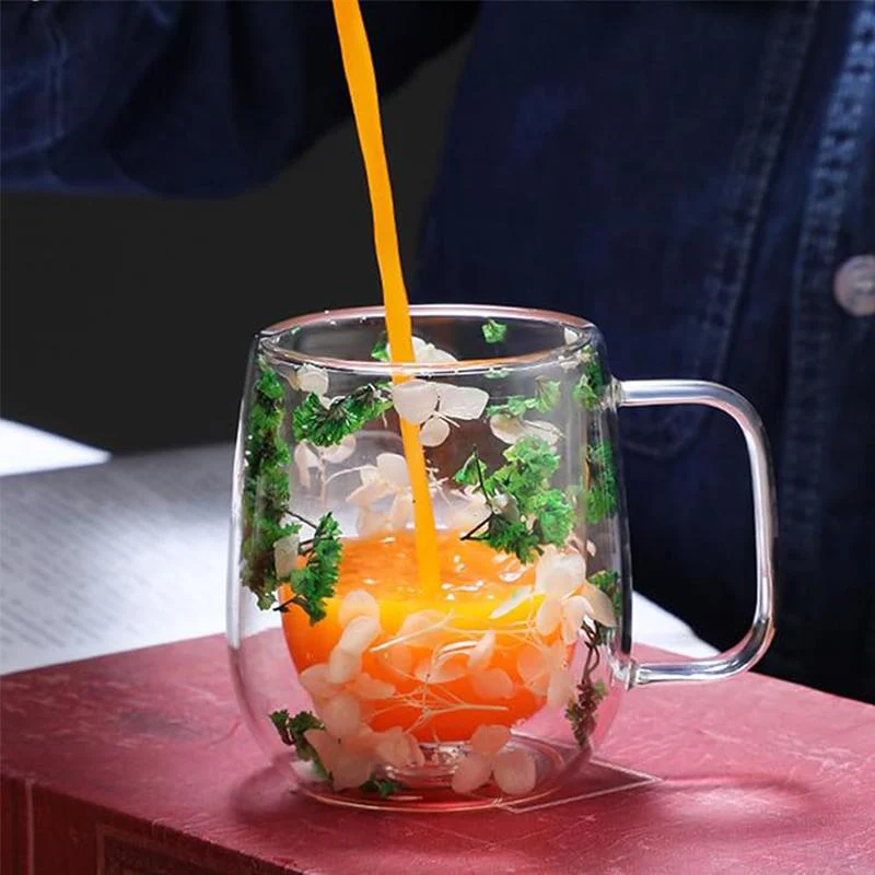 🎄🌸Transparent Double Glass Flower Tea Cup 350 ml - Image 6