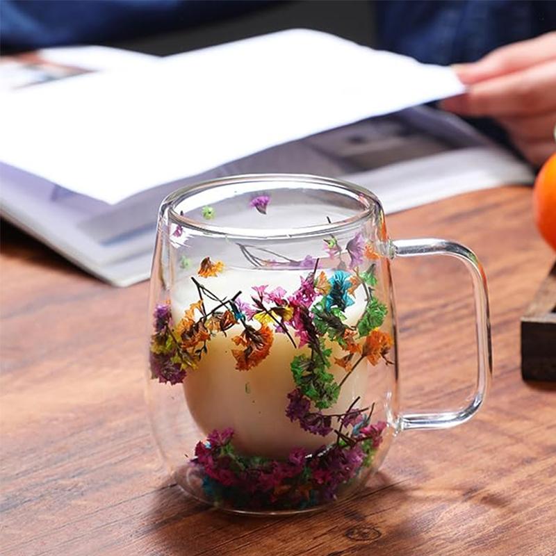 🎄🌸Transparent Double Glass Flower Tea Cup 350 ml - Image 7