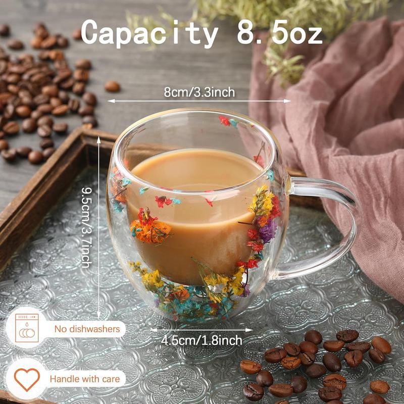 🎄🌸Transparent Double Glass Flower Tea Cup 350 ml - Image 9