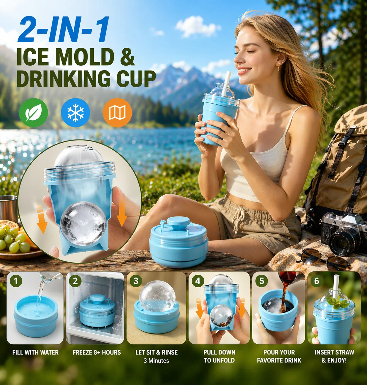 🧊 Foldable Silicone Ice Ball Drink Cup - Image 3