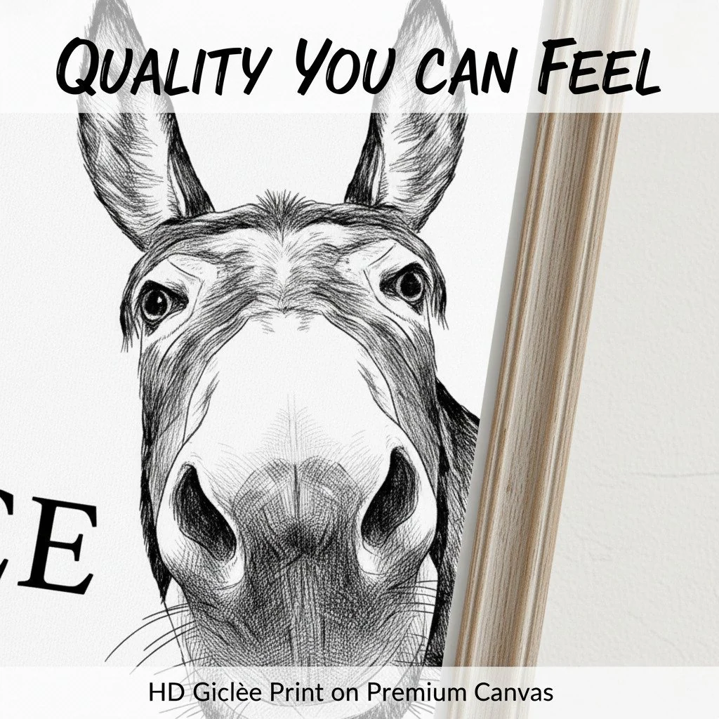 Funny Bathroom Wall Art - "Nice Ass" Donkey Print(No Frame) - Image 2