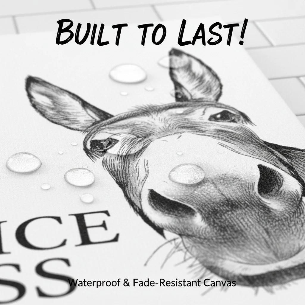 Funny Bathroom Wall Art - "Nice Ass" Donkey Print(No Frame) - Image 4