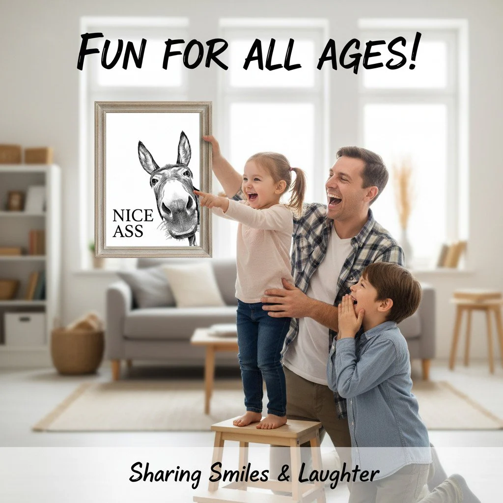 Funny Bathroom Wall Art - "Nice Ass" Donkey Print(No Frame) - Image 6