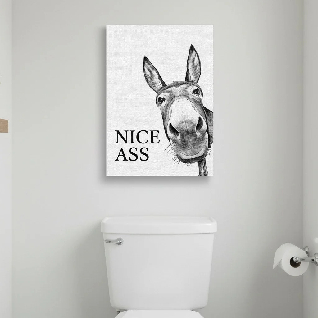 Funny Bathroom Wall Art - "Nice Ass" Donkey Print(No Frame) - Image 7