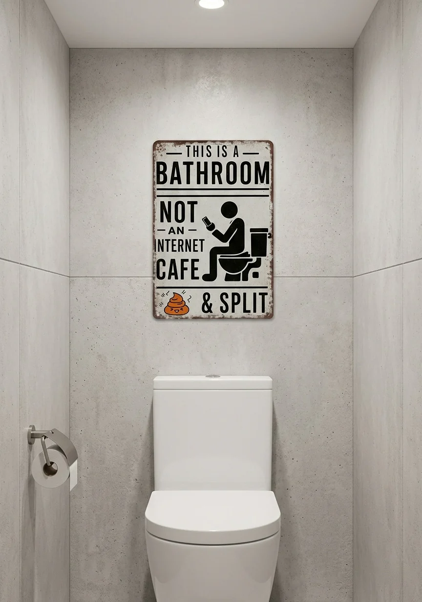 Funny "Not An Internet Cafe" Metal Bathroom Sign 🚽 - Image 2