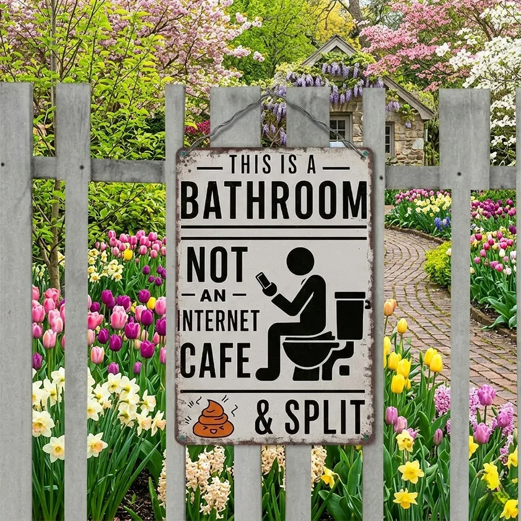 Funny "Not An Internet Cafe" Metal Bathroom Sign 🚽 - Image 3