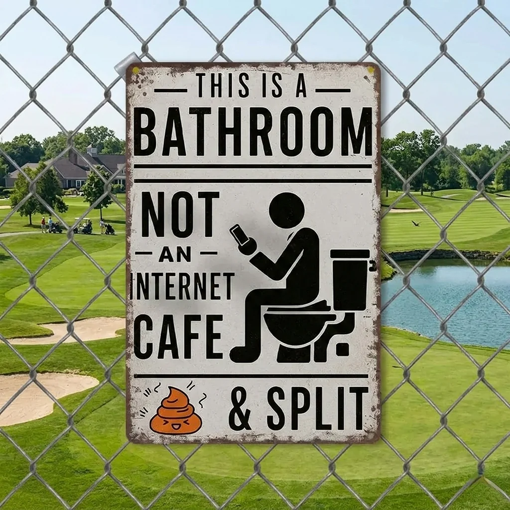 Funny "Not An Internet Cafe" Metal Bathroom Sign 🚽 - Image 4