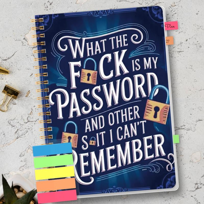 Funny Password Notebook - Spiral Bound with Lock Icons & Funny Security Phrases - Image 2