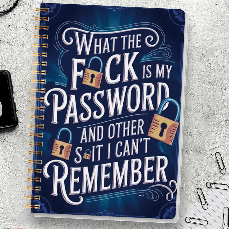 Funny Password Notebook - Spiral Bound with Lock Icons & Funny Security Phrases - Image 3