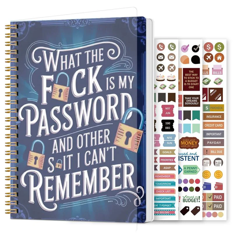 Funny Password Notebook - Spiral Bound with Lock Icons & Funny Security Phrases - Image 5