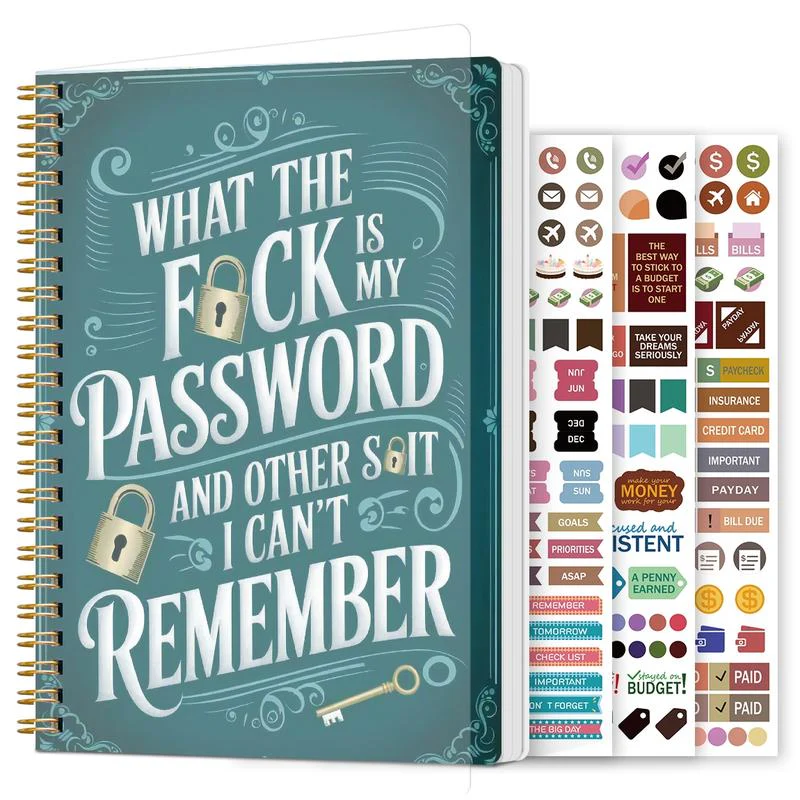 Funny Password Notebook - Spiral Bound with Lock Icons & Funny Security Phrases - Image 6