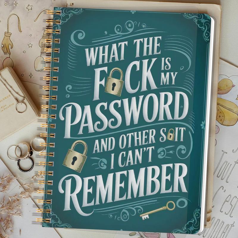 Funny Password Notebook - Spiral Bound with Lock Icons & Funny Security Phrases - Image 7