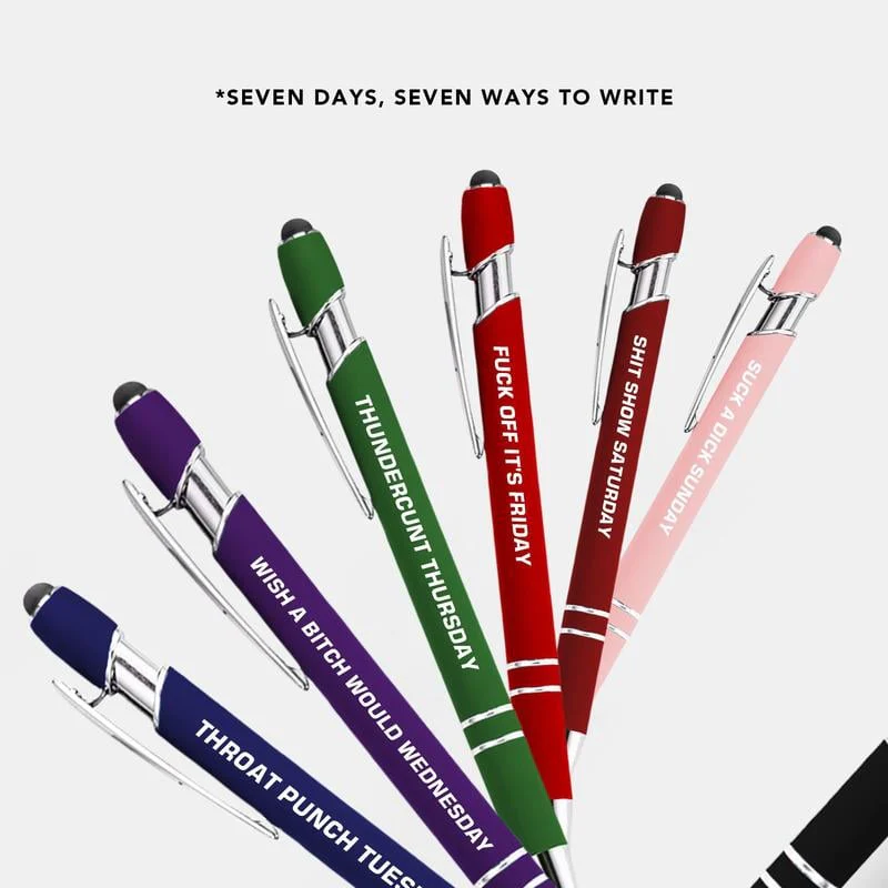 💝Funny Stress-Relief Daily Quotes Metal Ballpoint Pen Set (7 Pcs) | 🎁Office Christmas Gift Exchange - Image 2