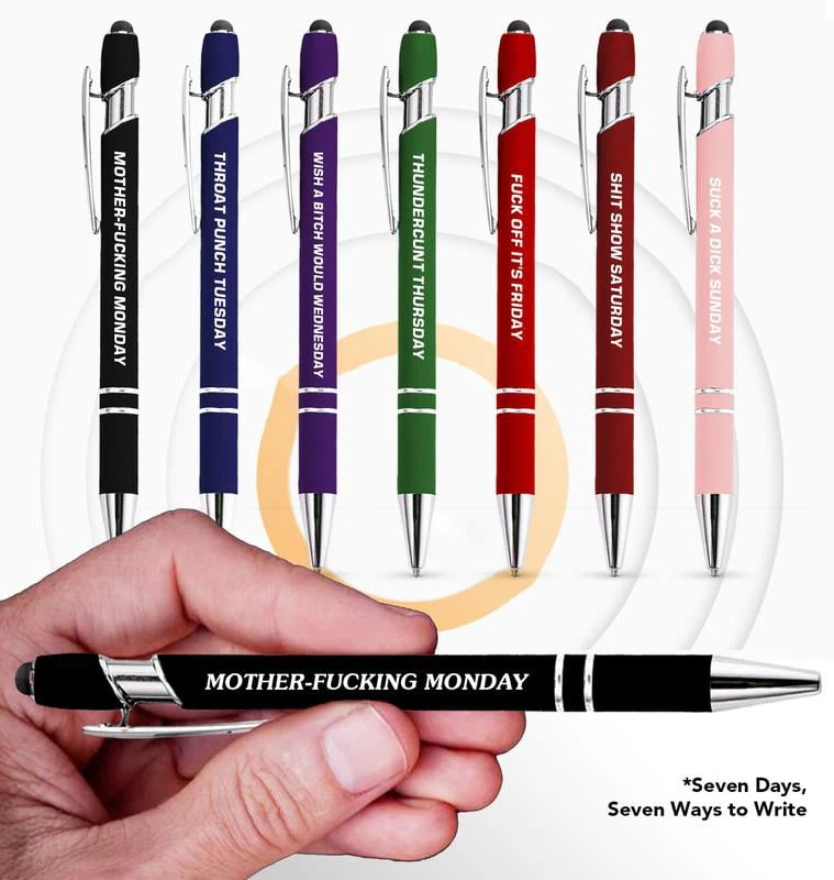 💝Funny Stress-Relief Daily Quotes Metal Ballpoint Pen Set (7 Pcs) | 🎁Office Christmas Gift Exchange - Image 6