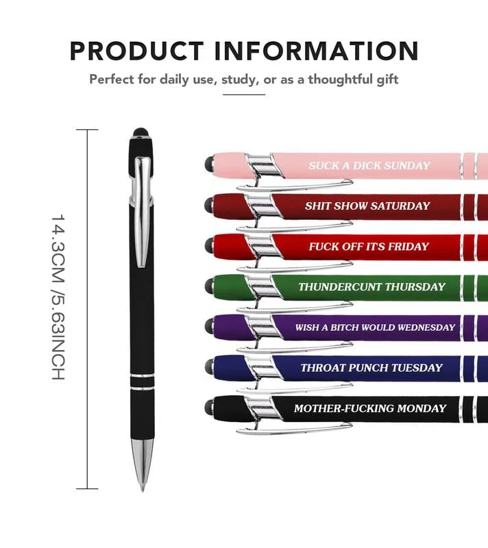 💝Funny Stress-Relief Daily Quotes Metal Ballpoint Pen Set (7 Pcs) | 🎁Office Christmas Gift Exchange - Image 7