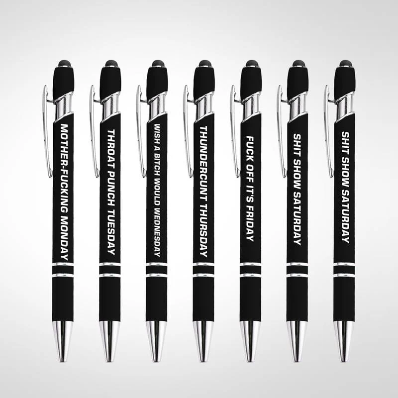 💝Funny Stress-Relief Daily Quotes Metal Ballpoint Pen Set (7 Pcs) | 🎁Office Christmas Gift Exchange - Image 8