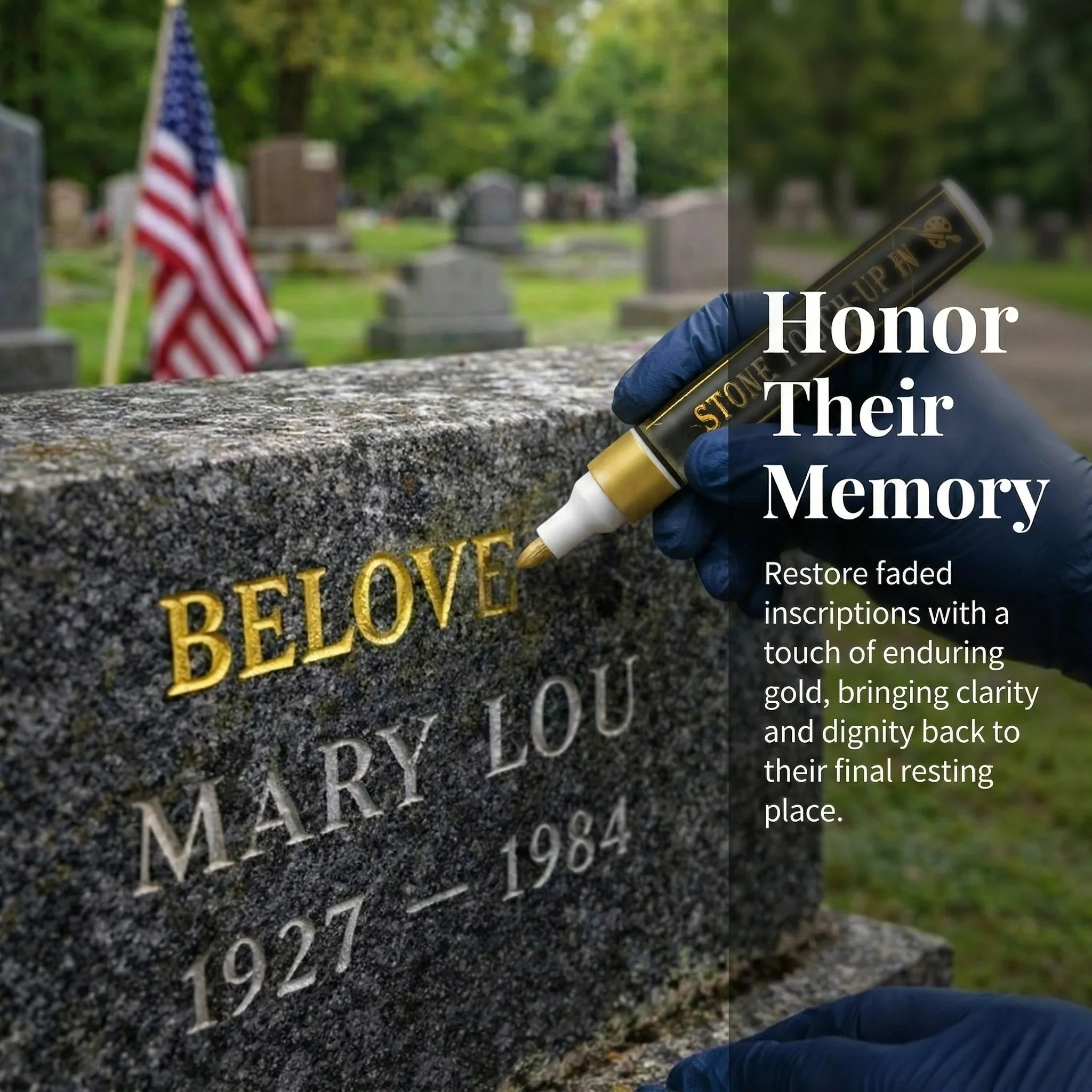 Golden Tombstone Marker Pen for Restoring Faded Grave Inscriptions - Image 3