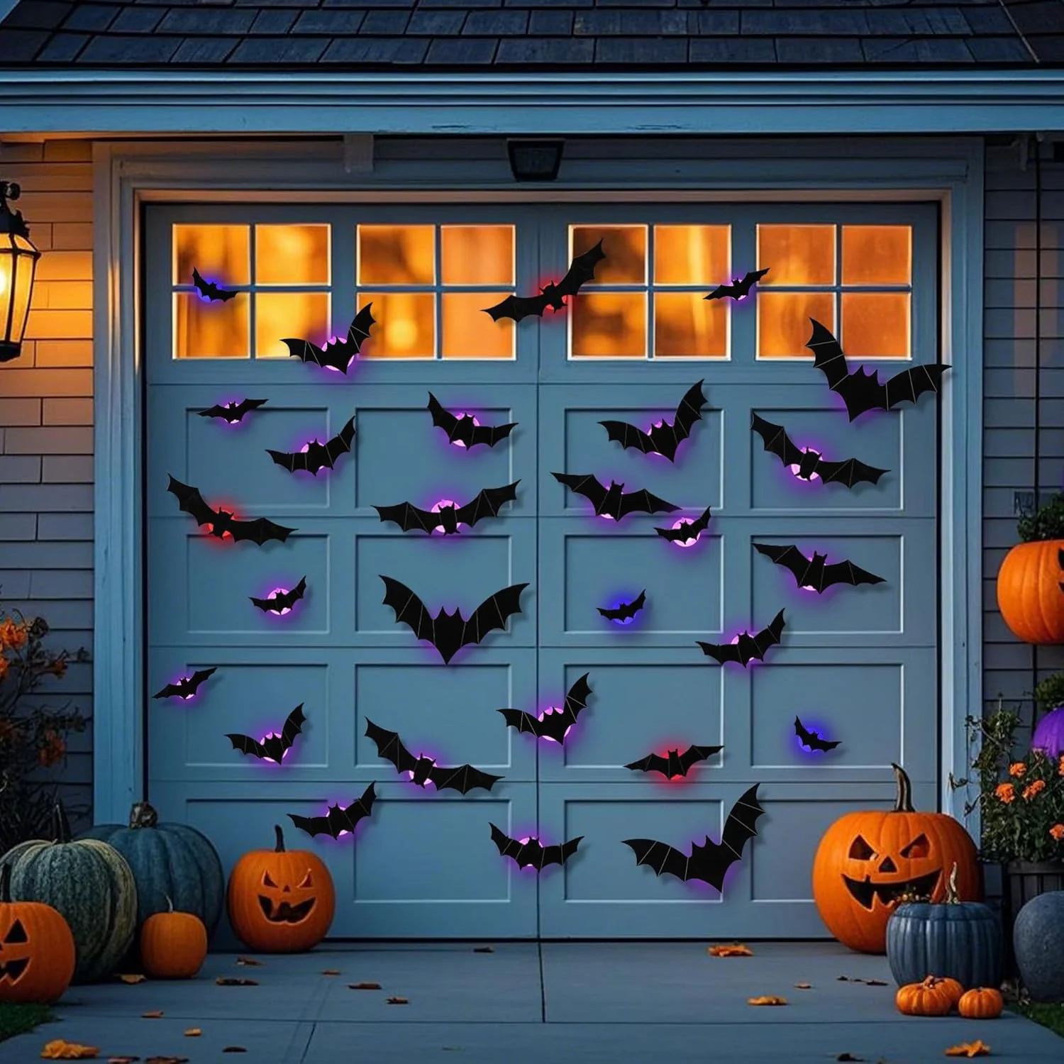 Halloween Bats Wall Decor with Lights – 3D Spooky Stickers for Home - Image 11